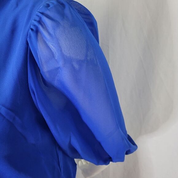 Taylor Royal Blue V-Neck Hi-Low Blouson Style‎ Midi Dress Size S - Picture 6 of 11